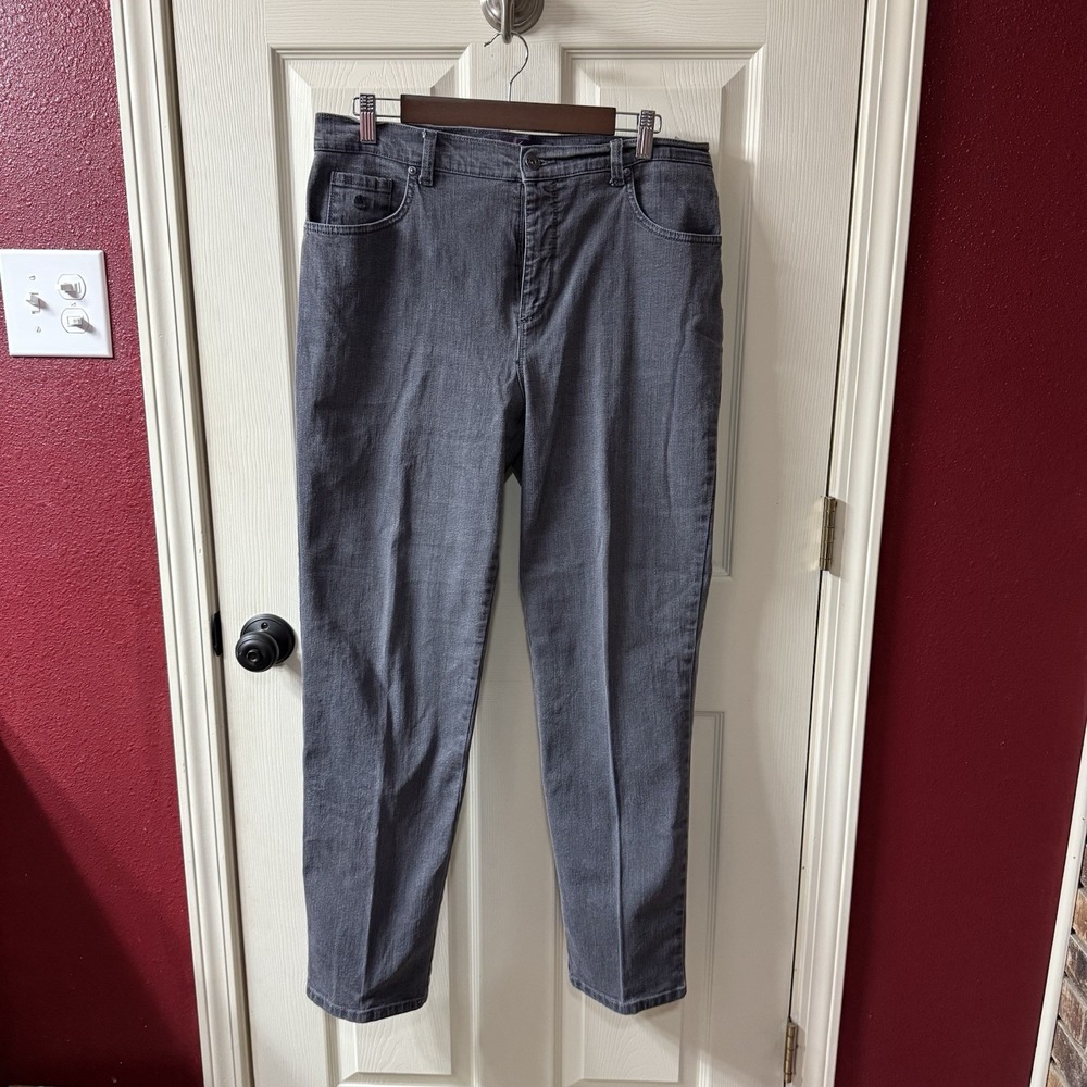 Amanda Womens‎ Gray Denim Jeans Straight Leg Size 12